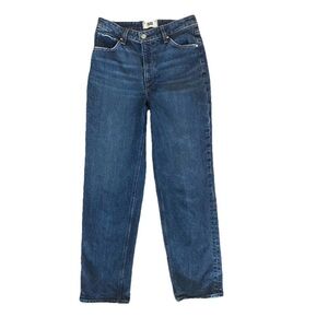 Paige Women’s Glorious Straight Ankle Mid-Rise Jean Size 27 Blue Distressed Hem